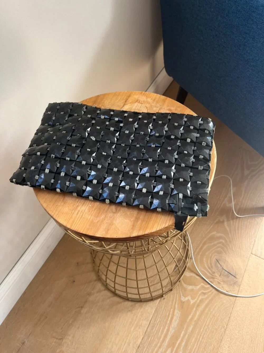 Vintage 1940s Plasti-Square Black Studded Clutch Indie Sleaze